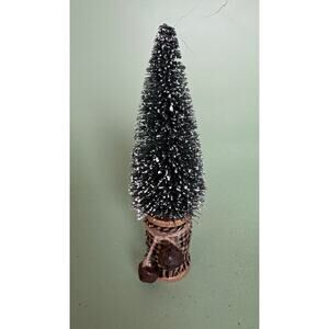 Handcrafted  Bottle Brush Tree on Decorated Thread Spool  Holiday Décor SPT11